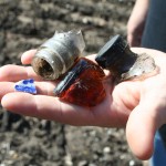 glass and blue willow articles found in plowed field st mary cemetery